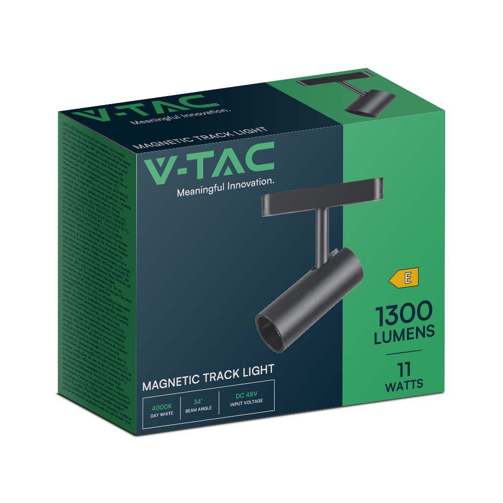 10253-3 11W LED Magnetic Proiector pe Șină 6400K Corp Negru - Image 1