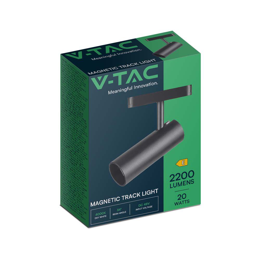 10256-3 20W LED Magnetic Proiector pe Șină 6400K Corp Negru - Image 1