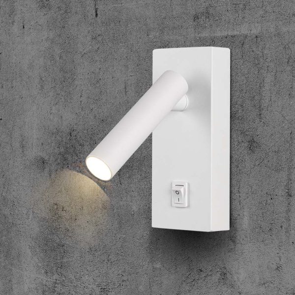 2W LED Spot Pătrat Montaj pe Perete Cu Întrerupător 4000K Corp Alb