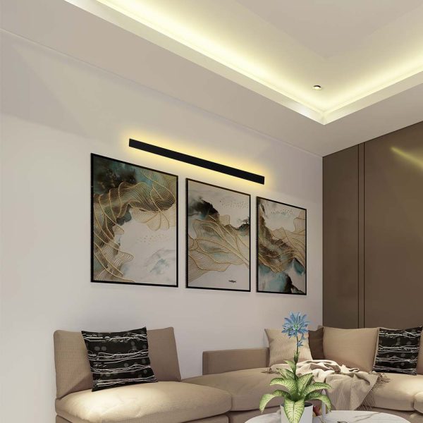 20W LED Lampă Lineară de Perete (1010*60*50mm) 3000K Corp Negru IP65