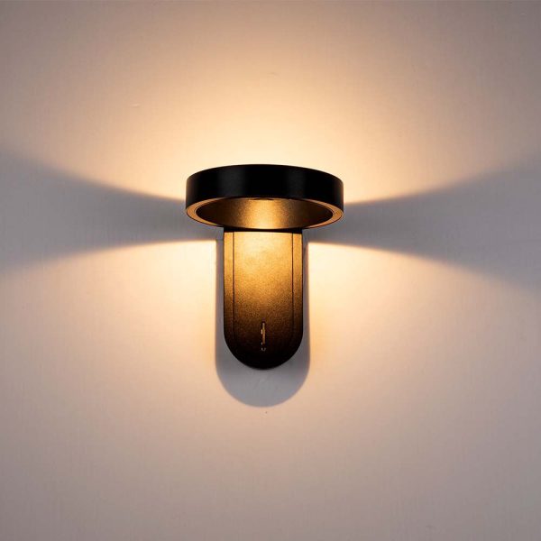 5W LED Lampă de Perete 3000K+4000K Corp Negru IP65