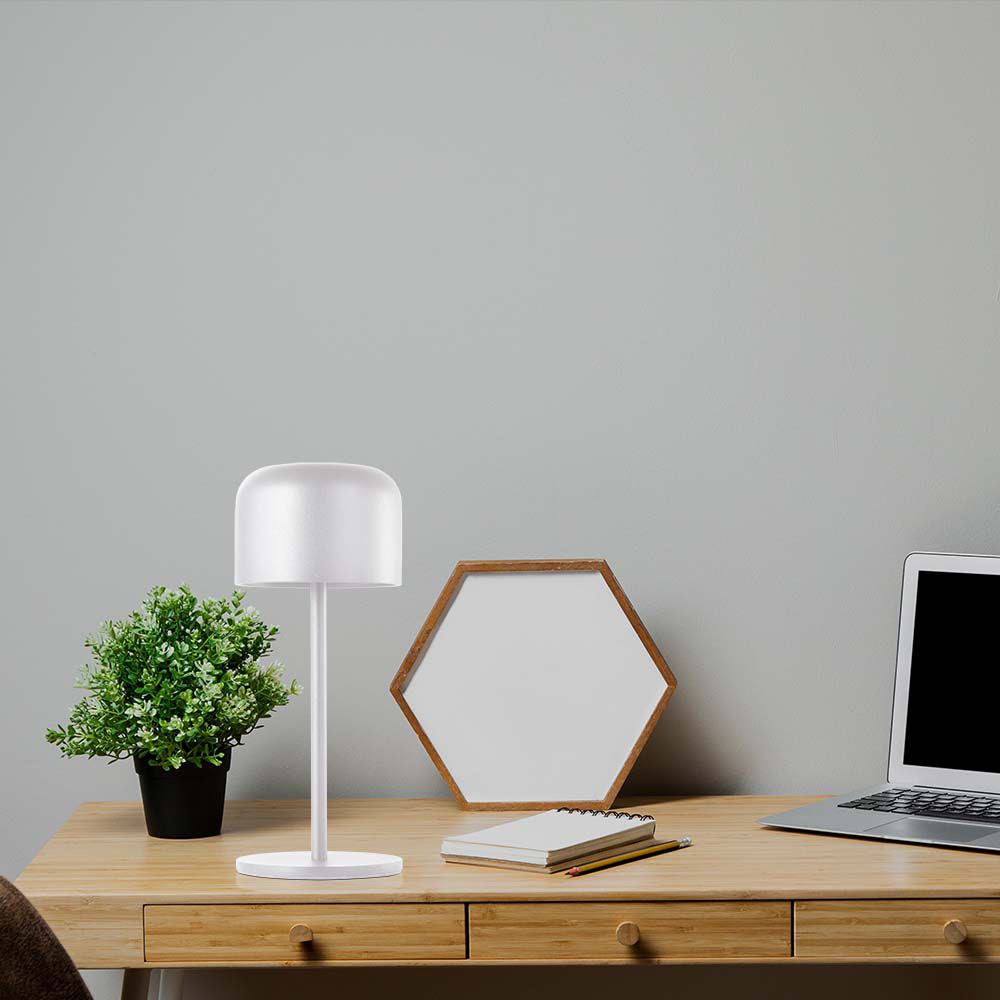 10449-2 LED Lampă de Masă Baterie de 2200mAH D86*H210mm Corp Alb IP54 - Image 1
