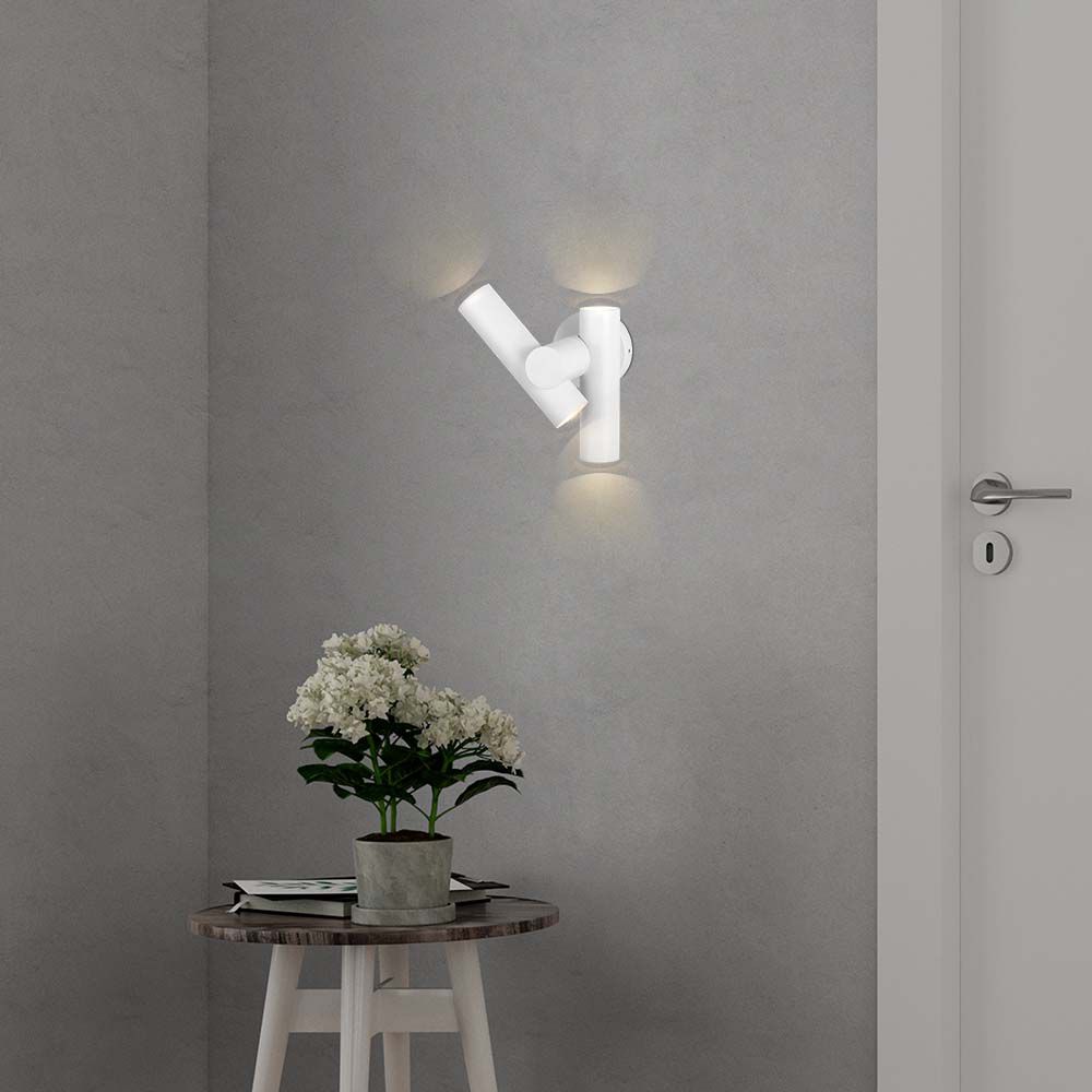 10474-2 2x2.6W Lampă de Perete cu două Direcții 3000K Corp Alb IP44 - Image 1