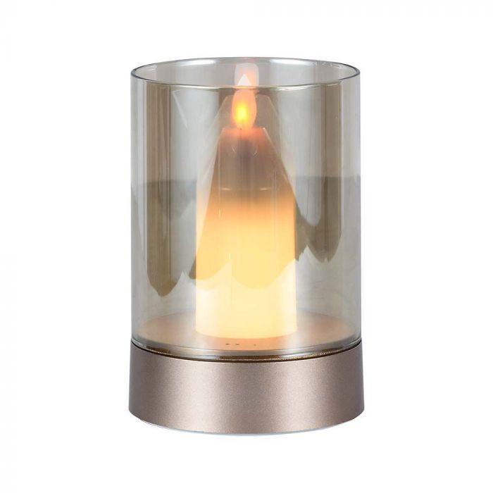 10566-p1 2W LED Lampă de Masă Lumânare 3000K Aurie + Sticlă Amber - Image 1