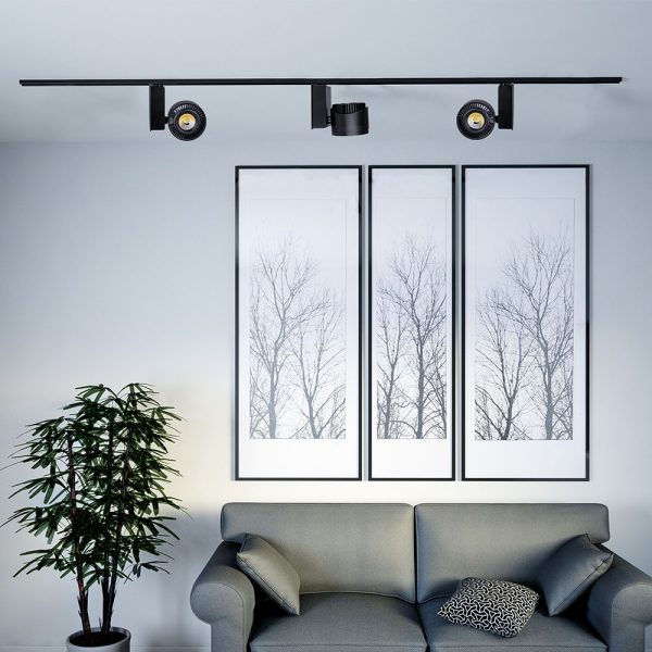 Lampă LED pe șină COB 45W, CRI>95 Corp Negru, Alb rece