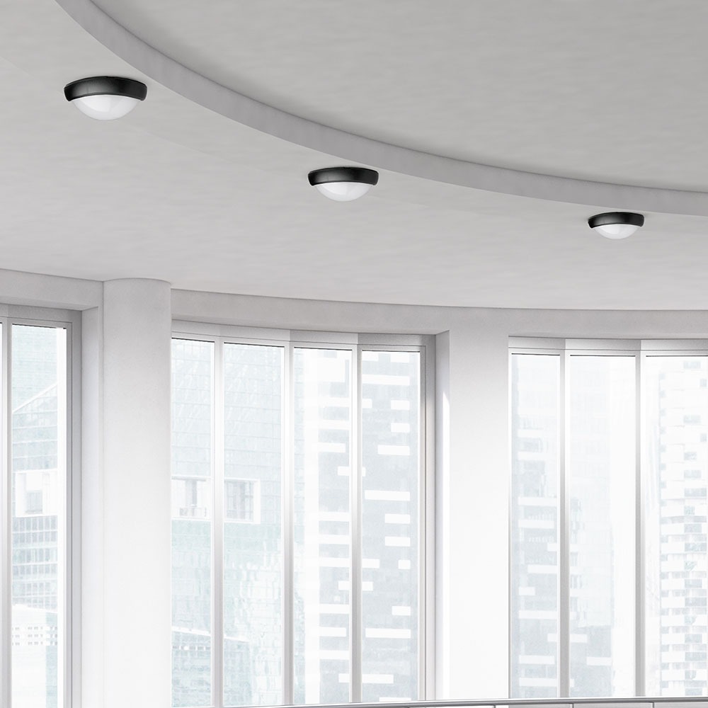 1350-2 Lampă de iluminat plină pentru tavan de 12W LED Corp Negru IP65 alb cald - Image 1