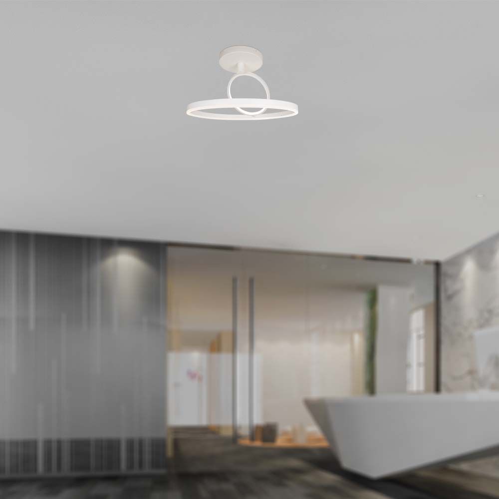 14984-2 38W LED Designer Lumină de Plafon Albă 500*200mm Dublu Rotund 3000K - Image 1