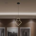 12W LED Designer Metal Hanging Lamp 280 x 1800mm Black Body 3000K