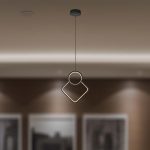 12W LED Designer Metal Hanging Lamp 280 x 1800mm Black Body 4000K