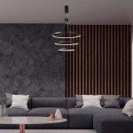 46W LED Lampă Suspendată Decorativă 40*60*80*150CM Corp Negru 3000K
