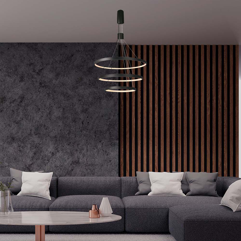 15345-2 46W LED Lampă Suspendată Decorativă 40*60*80*150CM Corp Negru 3000K - Image 1