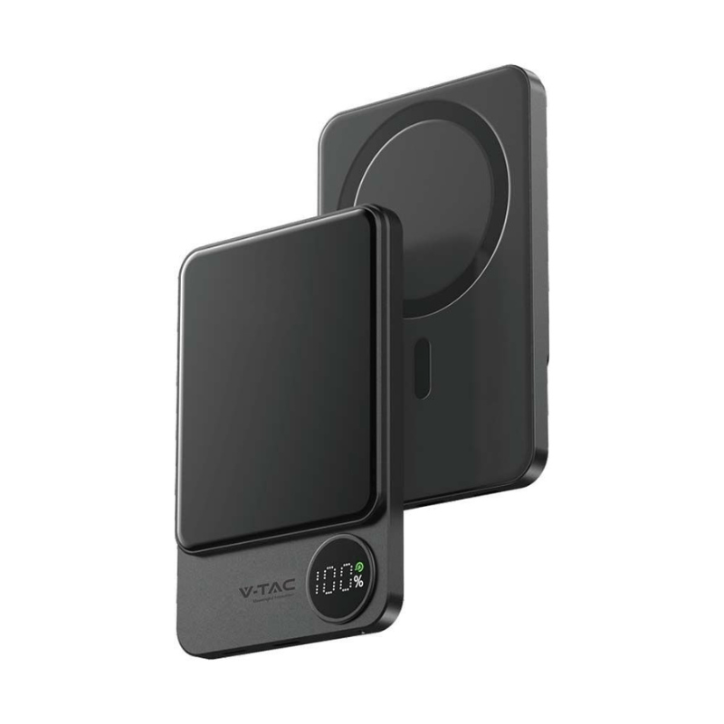 2-1 Baterie externa, Wireless Charging, Magnetic, 5000mAh, V-Tac - Image 1