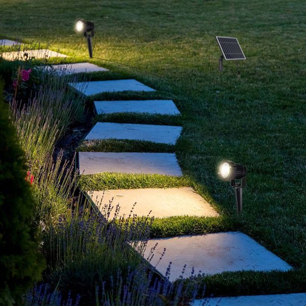 2*1.2W LED Solar Spike Corp Negru 3000K IP65