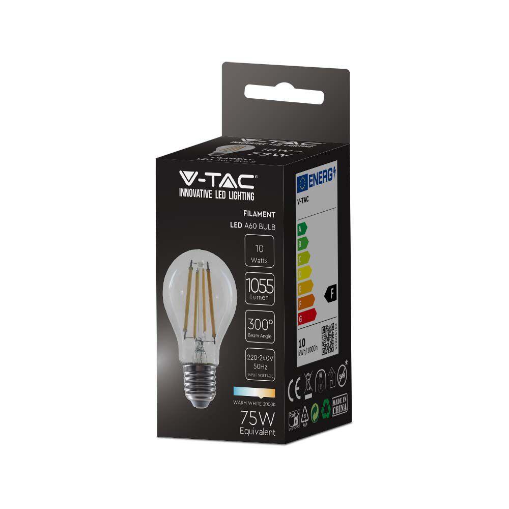 214411-3 Bec LED 10W Filament E27 A60 Clear Cover 4000K - Image 1