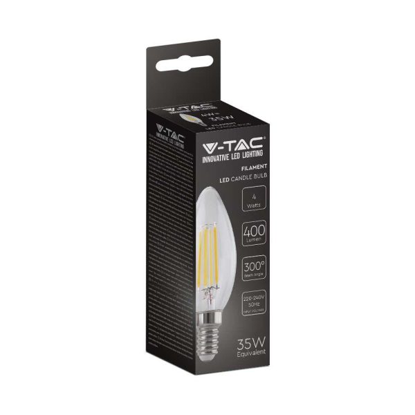 Bec LED 4W Filament E14 Clear Cover Lumâmare 6500K