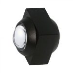 2W LED Lumină de Perete Sus Jos 4000K Corp Negru IP54