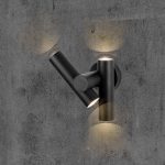 2x2.6W Lampă de Perete cu două Direcții 4000K Corp Negru IP44