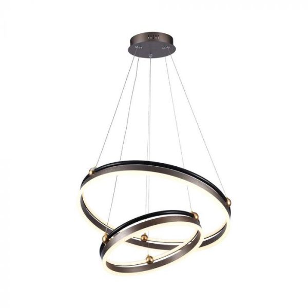50W LED Lampă Suspendată de Design Doua Inele3000K Corp Cafeniu