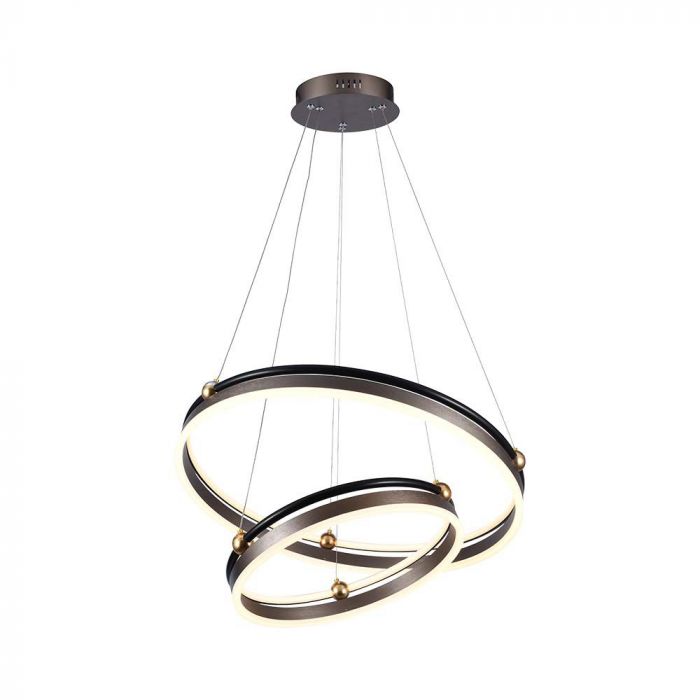 23096-p1 50W LED Lampă Suspendată de Design Doua Inele3000K Corp Cafeniu - Image 1