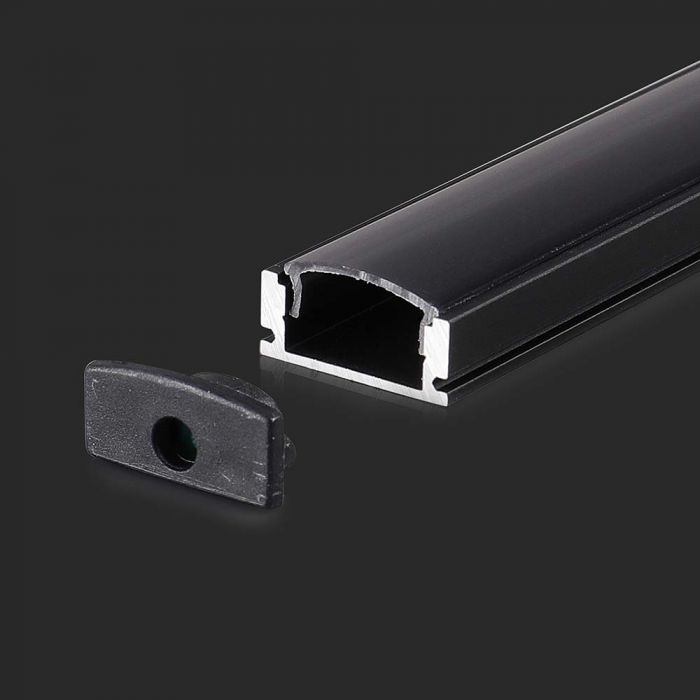 2873-p1 Kit Montaj din Aluminiu pentru Banda LED Negru 2000x17.4x7mm - Image 1