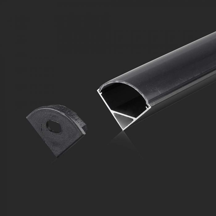 2874-p1 Kit Montaj din Aluminiu pentru Banda LED Negru 2000x15.8x15.8mm - Image 1