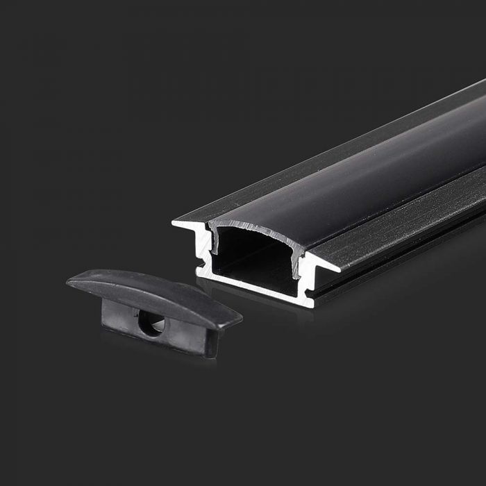 2875-p1 Kit Montaj din Aluminiu pentru Banda LED Negru Încastrat 2000x24.7x7mm - Image 1