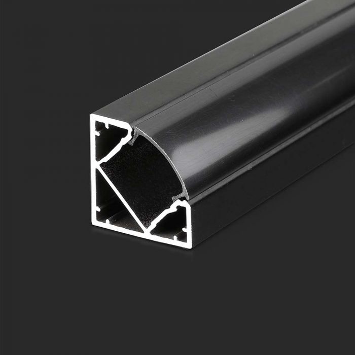 2877-p1_1 Kit Montaj din Aluminiu pentru Banda LED Negru Colţ 2000x19x19mm - Image 1