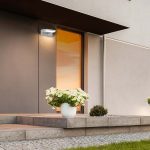 17W LED Lumină de Perete cu Senzor Corp Negru 4000K IP65