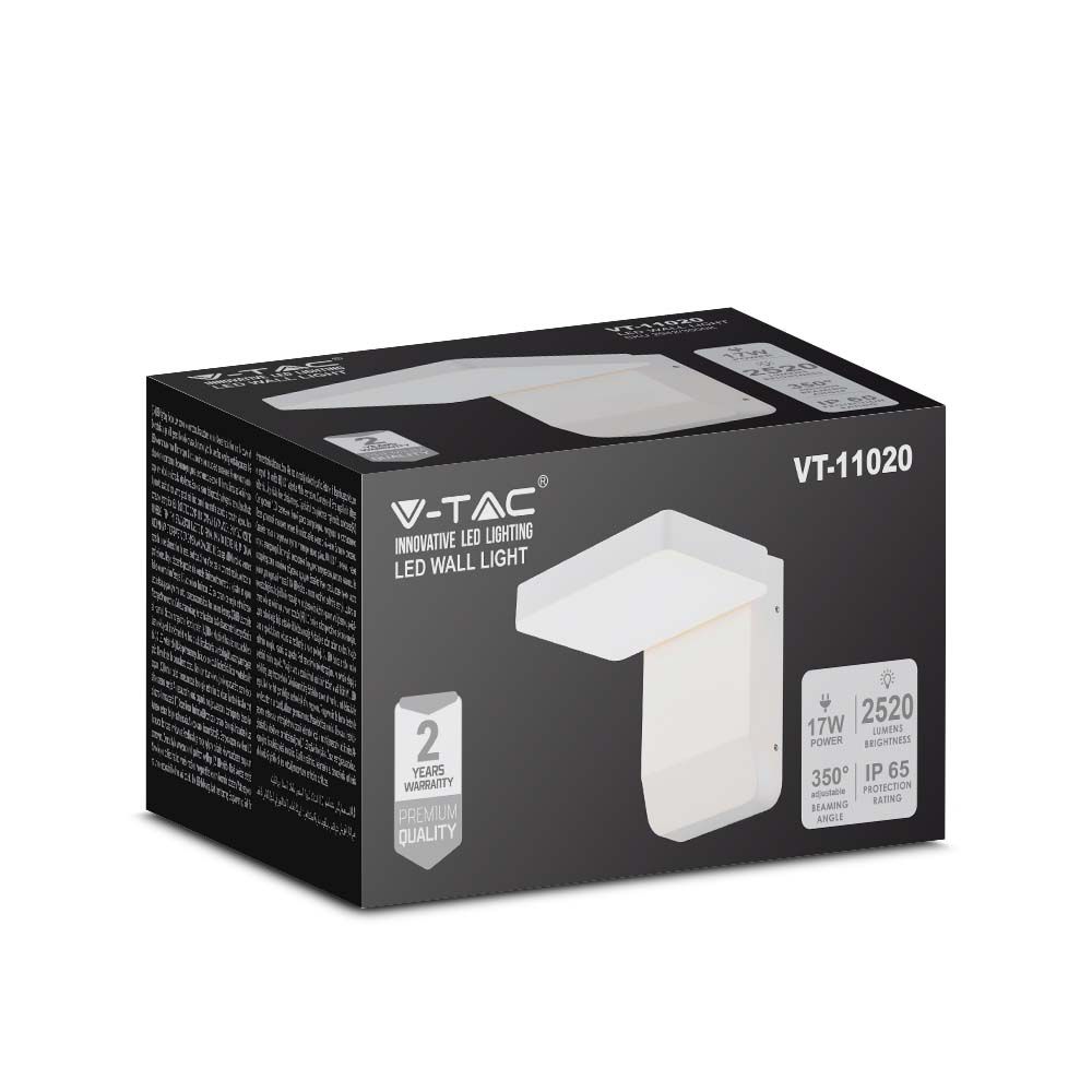 2943-3 17W LED Lumină de Perete Corp Alb Pătrat 4000K IP65 - Image 1