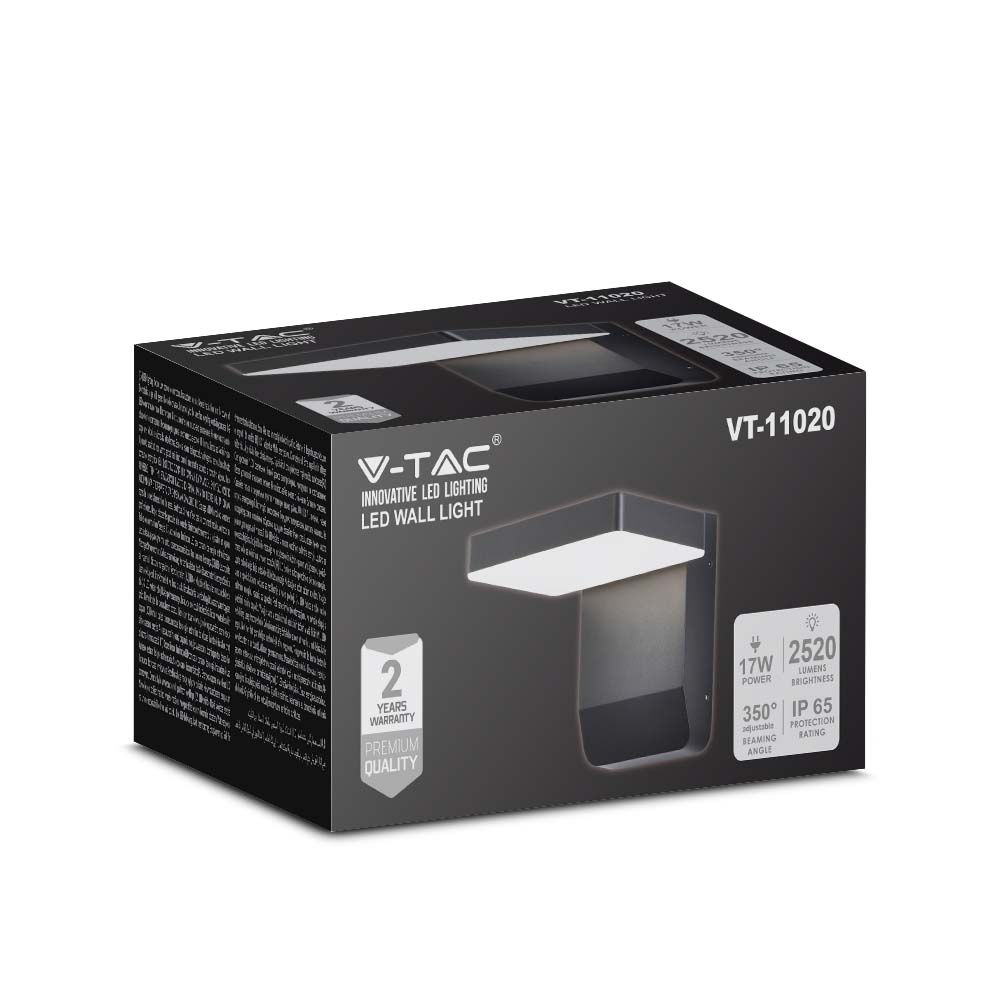 2945-3 17W LED Lumină de Perete Corp Negru Pătrat 4000K IP65 - Image 1