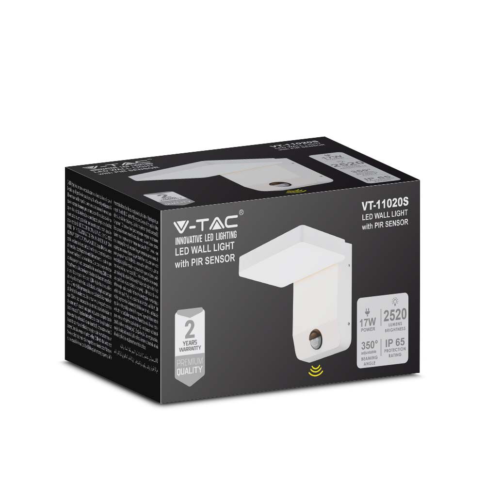 2947-3 17W LED Lumină de Perete cu Senzor Corp Alb Pătrat 4000K IP65 - Image 1