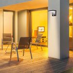 17W LED Lumină de Perete cu Senzor Corp Negru Pătrat 3000K IP65