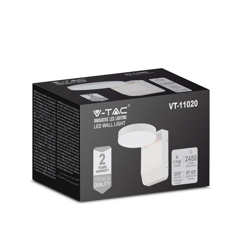 2951-3 17W LED Lumină de Perete Corp Alb Rotund 4000K IP65 - Image 1