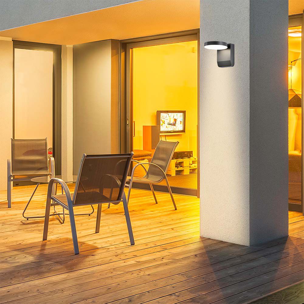 2952-2 17W LED Lumină de Perete Corp Negru Rotund 3000K IP65 - Image 1