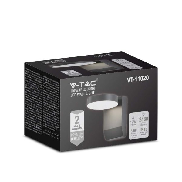 17W LED Lumină de Perete Corp Negru Rotund 4000K IP65