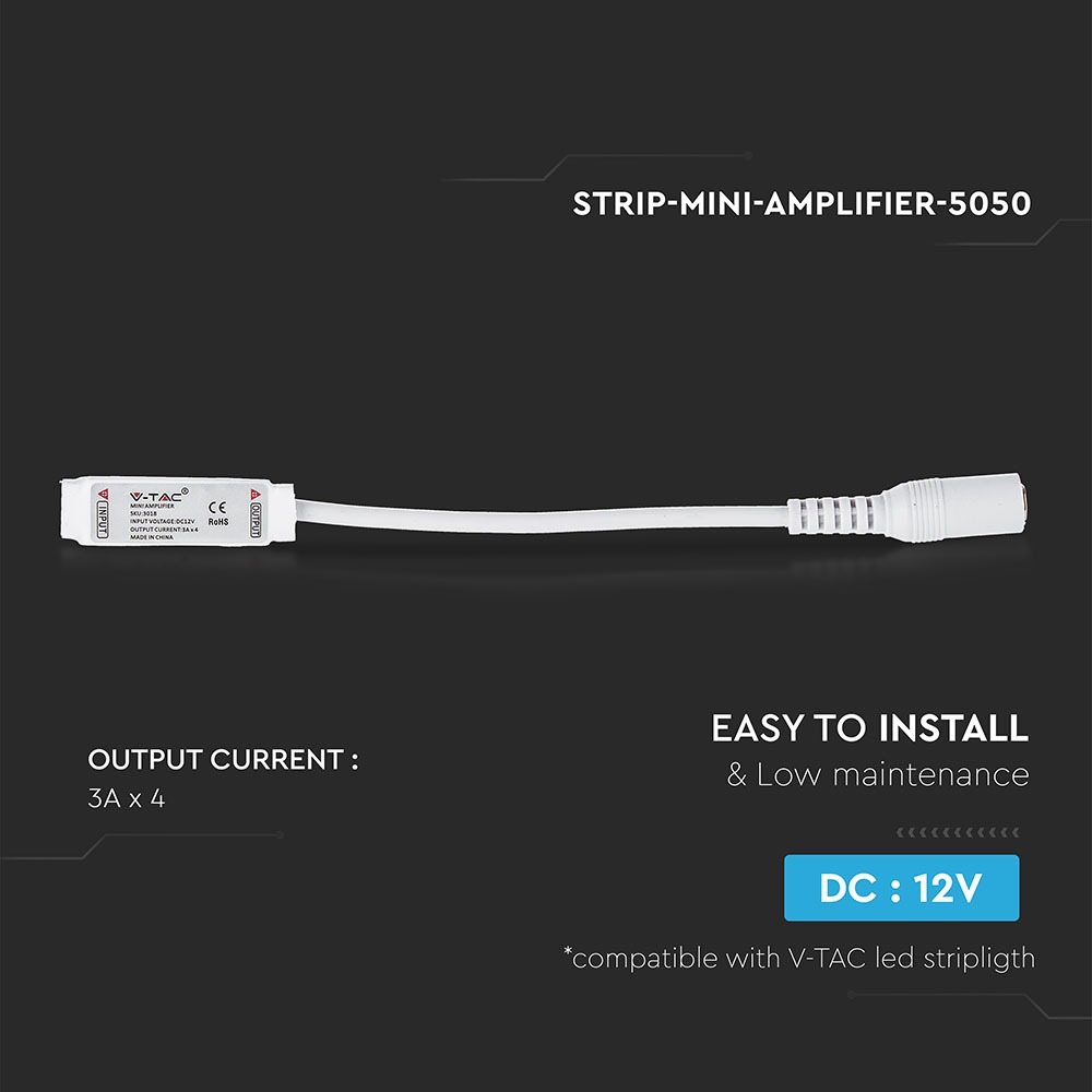 3018-2 Mini Amplificator pentru Bandă LED RGB 5050 3*4A - Image 1