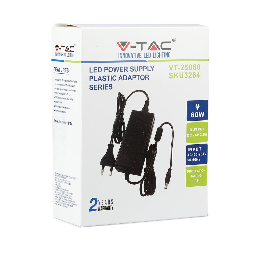 3264-2 Sursă Alimentare LED 60W 24V 2.5A IP44 Plastic - Image 1
