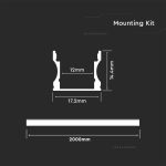 Kit Montaj din Aluminiu pentru Banda LED cu Dispersor 2000 x 17.2 x 15.5mm Aspect Lăptos