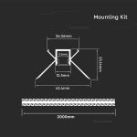 Kit Montaj din Aluminiu pentru Banda LED cu Dispersor Aspect Lăptos Gips Colț Interior 2000mm
