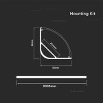 Kit Montaj din Aluminiu pentru Banda LED cu Dispersor Aspect Lăptos Gips Colț Rotund 2000mm