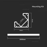 Kit Montaj din Aluminiu pentru Banda LED cu Dispersor 2000 x 19 x 19mm Carcasă Albă