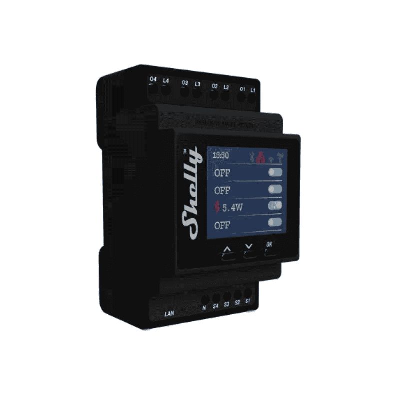 3800235268049-1 Shelly Pro 4PM V2, Releu Inteligent 4 Canale cu Monitorizare Consum - Image 1