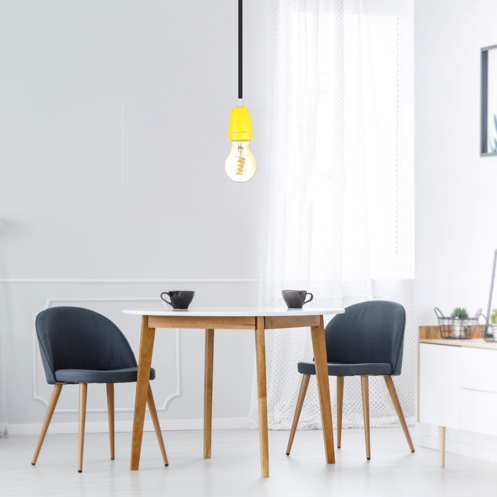 3801-2 Suport pentru Lampă din Porțelan Galben - Image 1