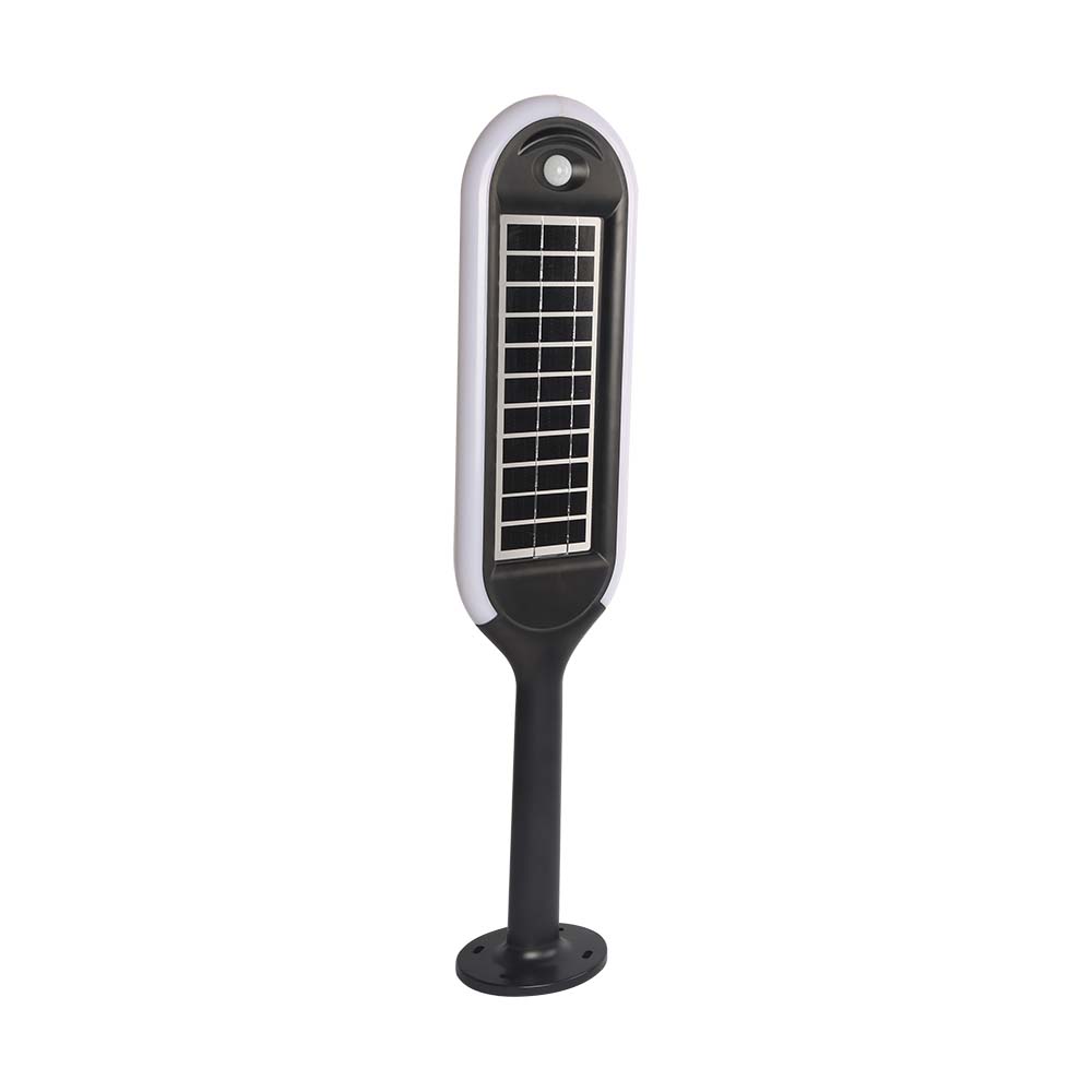 6665-2 5W LED Solar Bollard Light cu Sensor Alb și Corp Negru 4000K - Image 1