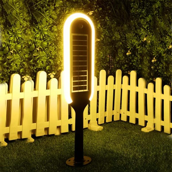 5W LED Solar Bollard Light cu Sensor Alb și Corp Negru 3000K