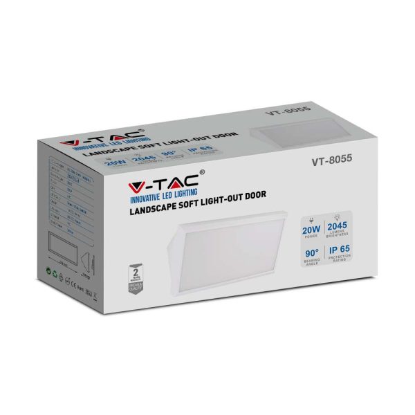 20W LED Lumină pentru Fațadă Soft Light-Large 6400K Corp Alb IP65