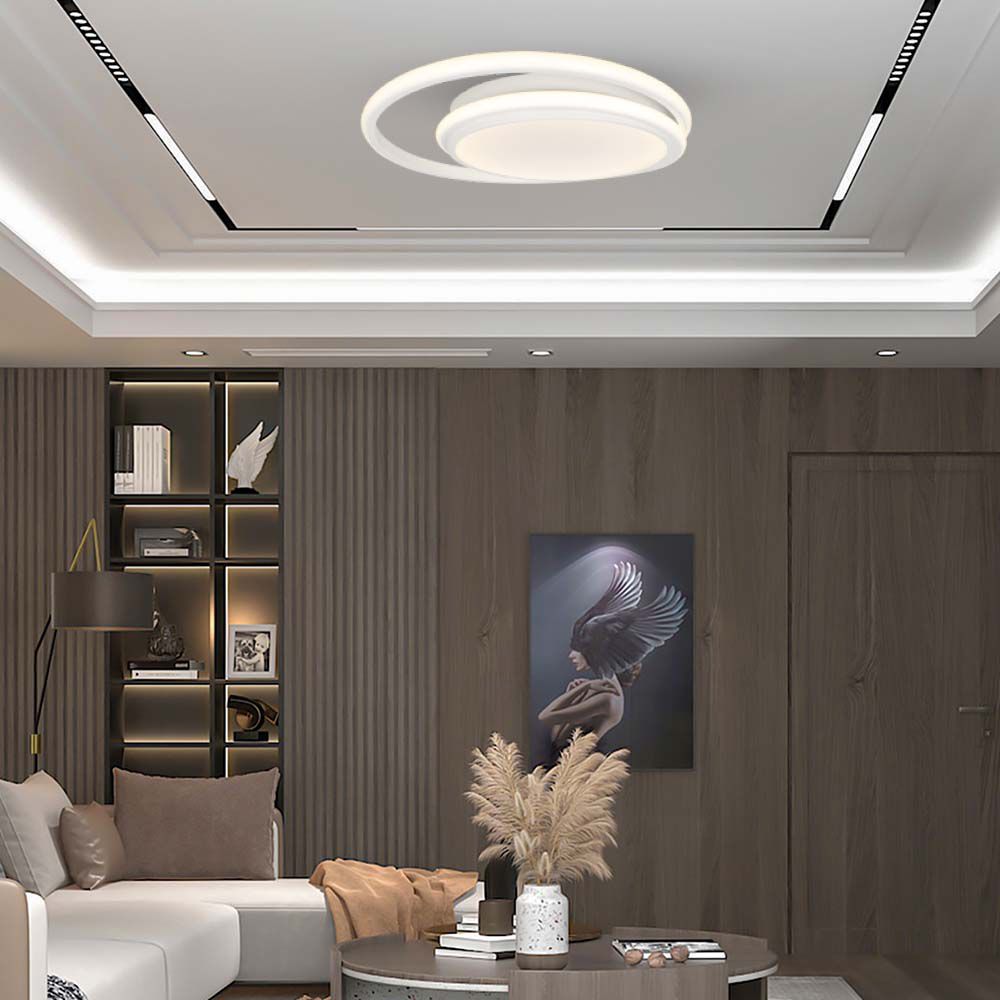 6921-2 38W LED Designer Plafonieră Albă Dublă Rotundă 4000K - Image 1