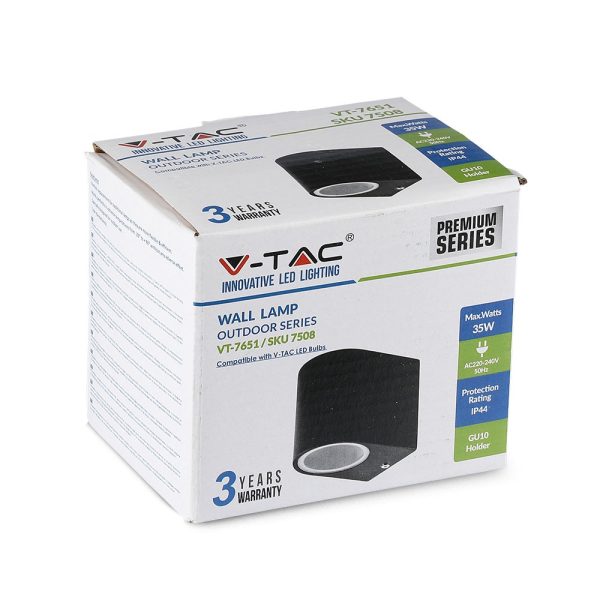 Suport Neted de Perete pentru GU10 Aluminiu Negru Rotund IP44