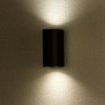 Suport Neted de Perete pentru GU10 Aluminiu Negru Rotund 2 Ieșiri IP44