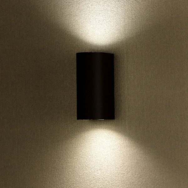 Suport Neted de Perete pentru GU10 Aluminiu Negru Rotund 2 Ieșiri IP44